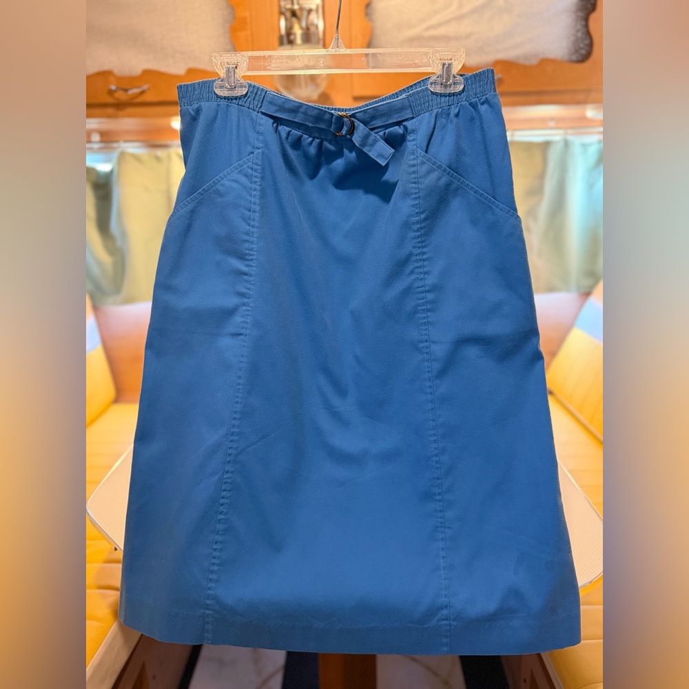 Women's Blue A-Line Skirt with Waist Tie